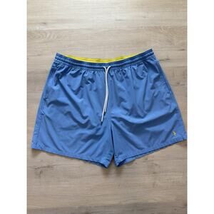 Ralph Lauren Shorts Men’s 3XB Blue Yellow Pony Traveler Stretch Swim Trunks